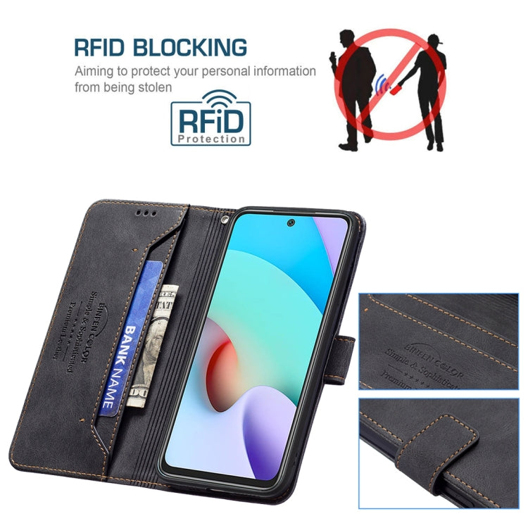 For Xiaomi Redmi 10 Magnetic Clasp RFID Blocking Anti-Theft Leather Case with Holder & Card Slots & Wallet