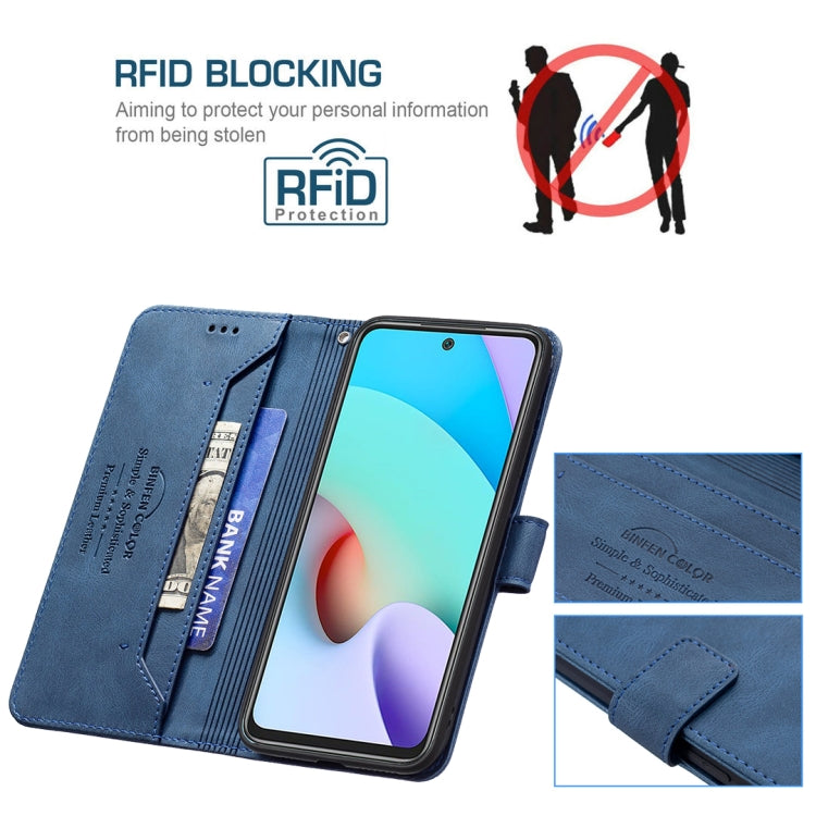 For Xiaomi Redmi 10 Magnetic Clasp RFID Blocking Anti-Theft Leather Case with Holder & Card Slots & Wallet