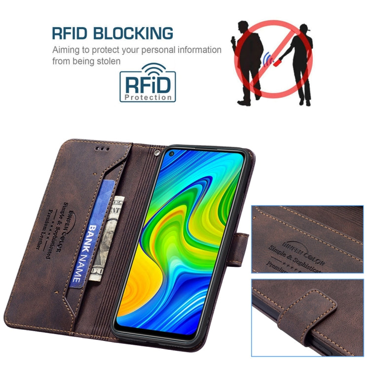 For Xiaomi Redmi Note 9 / 10X 4G Magnetic Clasp RFID Blocking Anti-Theft Leather Case with Holder & Card Slots & Wallet