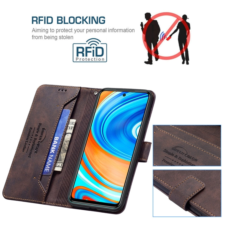 For Xiaomi Redmi Note 9 Pro Magnetic Clasp RFID Blocking Anti-Theft Leather Case with Holder & Card Slots & Wallet