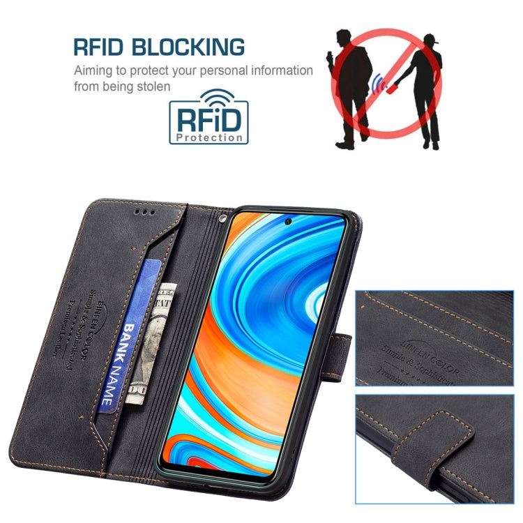 For Xiaomi Redmi Note 9 Pro Magnetic Clasp RFID Blocking Anti-Theft Leather Case with Holder & Card Slots & Wallet