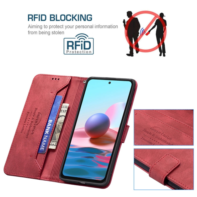 For Xiaomi Redmi Note 10 4G / Note 10S Magnetic Clasp RFID Blocking Anti-Theft Leather Case with Holder & Card Slots & Wallet