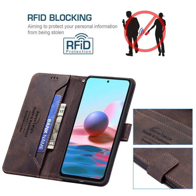For Xiaomi Redmi Note 10 4G / Note 10S Magnetic Clasp RFID Blocking Anti-Theft Leather Case with Holder & Card Slots & Wallet