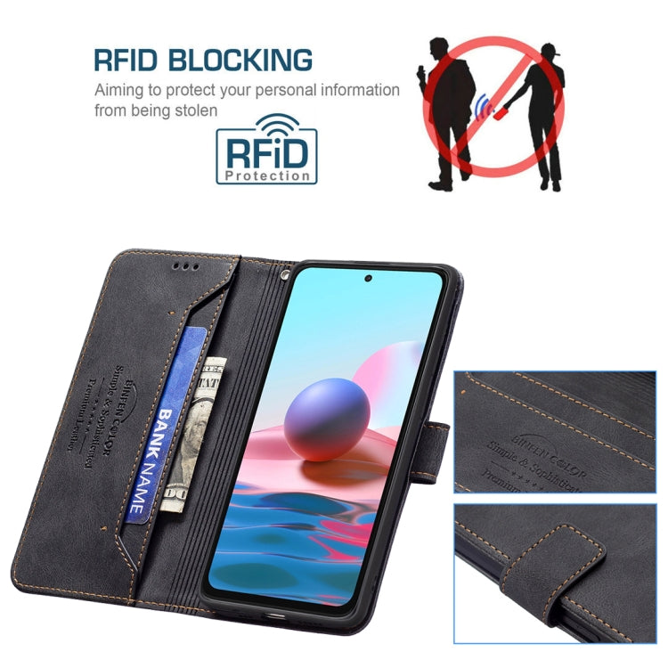 For Xiaomi Redmi Note 10 4G / Note 10S Magnetic Clasp RFID Blocking Anti-Theft Leather Case with Holder & Card Slots & Wallet