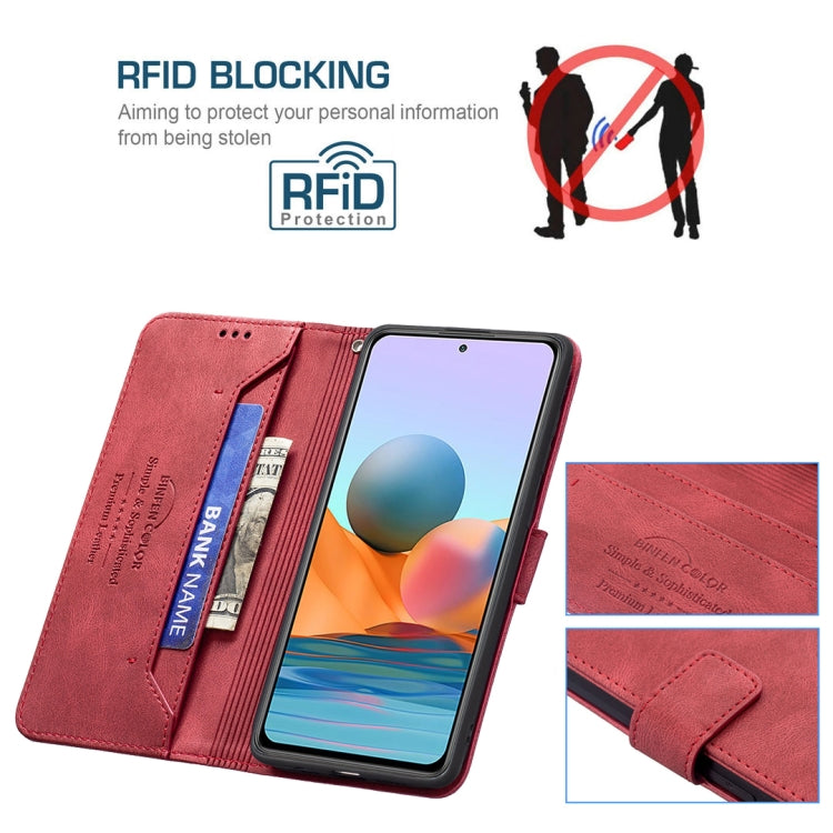 For Xiaomi Redmi Note 10 Pro Magnetic Clasp RFID Blocking Anti-Theft Leather Case with Holder & Card Slots & Wallet
