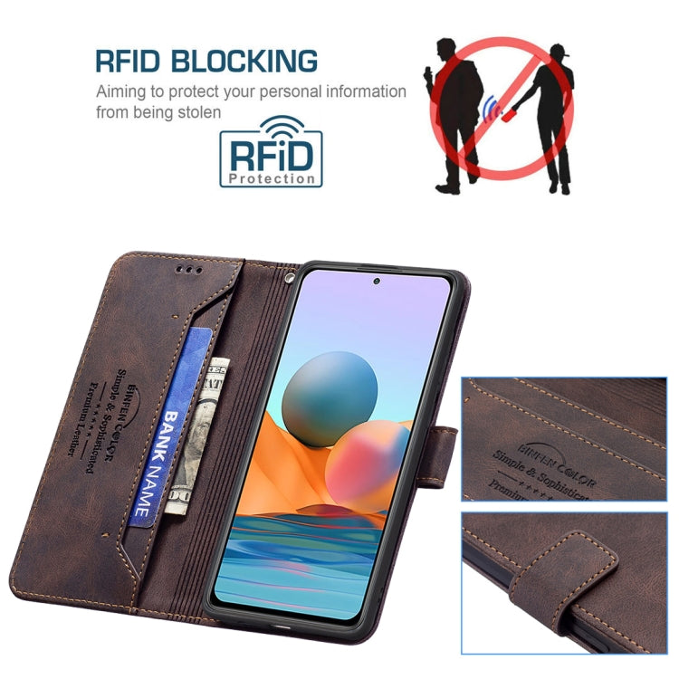 For Xiaomi Redmi Note 10 Pro Magnetic Clasp RFID Blocking Anti-Theft Leather Case with Holder & Card Slots & Wallet