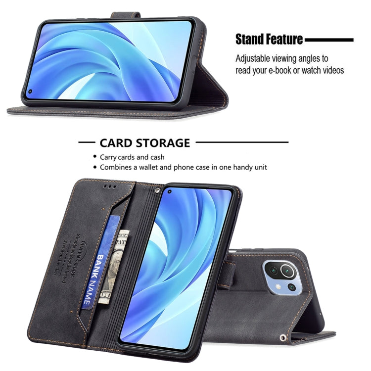 For Xiaomi Mi 11 Lite Magnetic Clasp RFID Blocking Anti-Theft Leather Case with Holder & Card Slots & Wallet