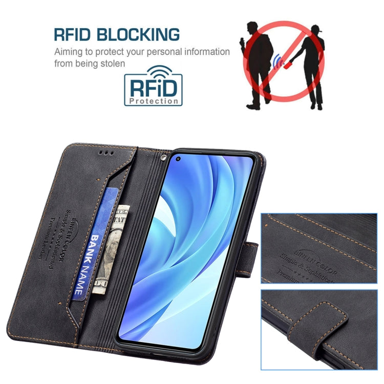For Xiaomi Mi 11 Lite Magnetic Clasp RFID Blocking Anti-Theft Leather Case with Holder & Card Slots & Wallet