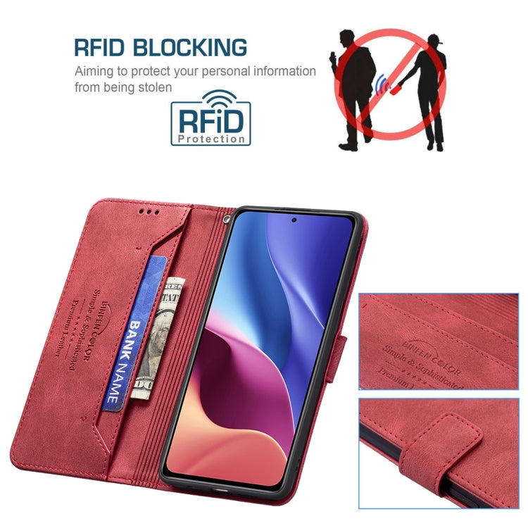 For Xiaomi Mi 11i / Poco F3 Magnetic Clasp RFID Blocking Anti-Theft Leather Case with Holder & Card Slots & Wallet