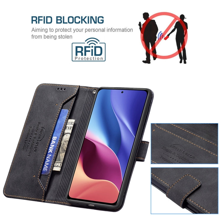 For Xiaomi Mi 11i / Poco F3 Magnetic Clasp RFID Blocking Anti-Theft Leather Case with Holder & Card Slots & Wallet