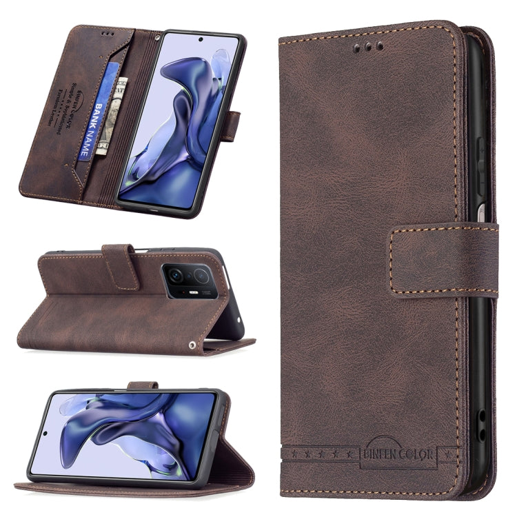 For Xiaomi Mi 11T / 11T Pro Magnetic Clasp RFID Blocking Anti-Theft Leather Case with Holder & Card Slots & Wallet