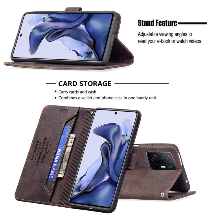For Xiaomi Mi 11T / 11T Pro Magnetic Clasp RFID Blocking Anti-Theft Leather Case with Holder & Card Slots & Wallet
