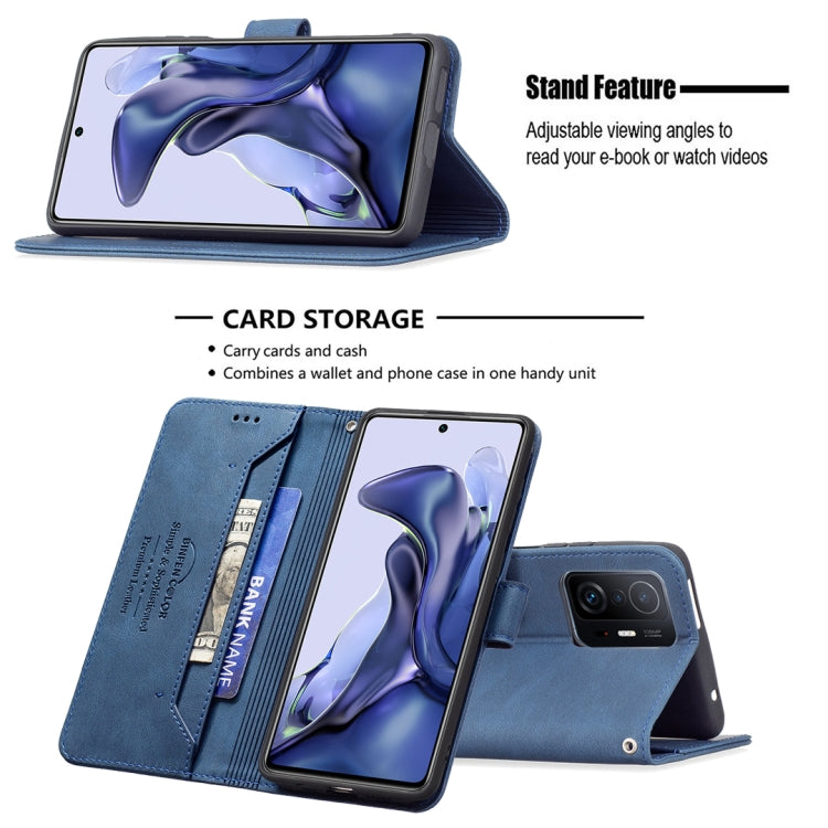 For Xiaomi Mi 11T / 11T Pro Magnetic Clasp RFID Blocking Anti-Theft Leather Case with Holder & Card Slots & Wallet