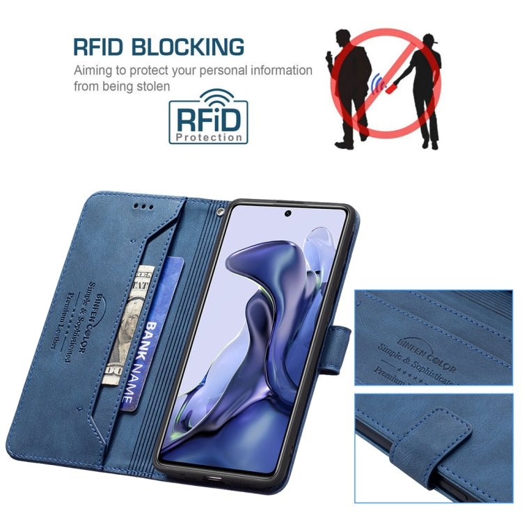 For Xiaomi Mi 11T / 11T Pro Magnetic Clasp RFID Blocking Anti-Theft Leather Case with Holder & Card Slots & Wallet