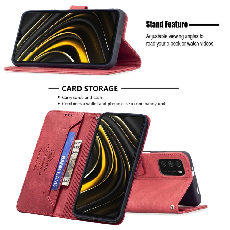 For Xiaomi Poco M3 / Redmi Note 9 4G Magnetic Clasp RFID Blocking Anti-Theft Leather Case with Holder & Card Slots & Wallet