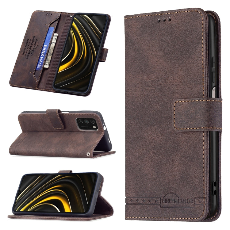 For Xiaomi Poco M3 / Redmi Note 9 4G Magnetic Clasp RFID Blocking Anti-Theft Leather Case with Holder & Card Slots & Wallet