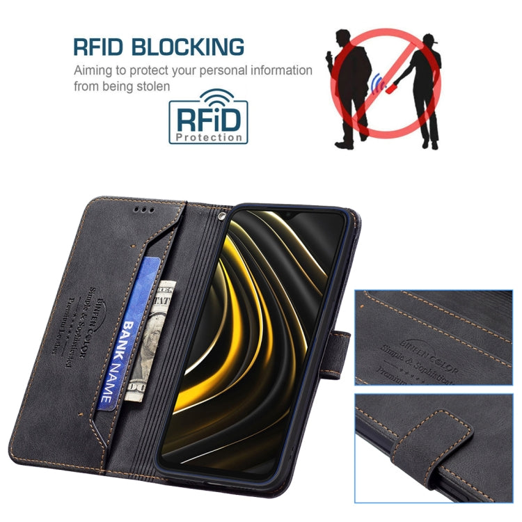 For Xiaomi Poco M3 / Redmi Note 9 4G Magnetic Clasp RFID Blocking Anti-Theft Leather Case with Holder & Card Slots & Wallet