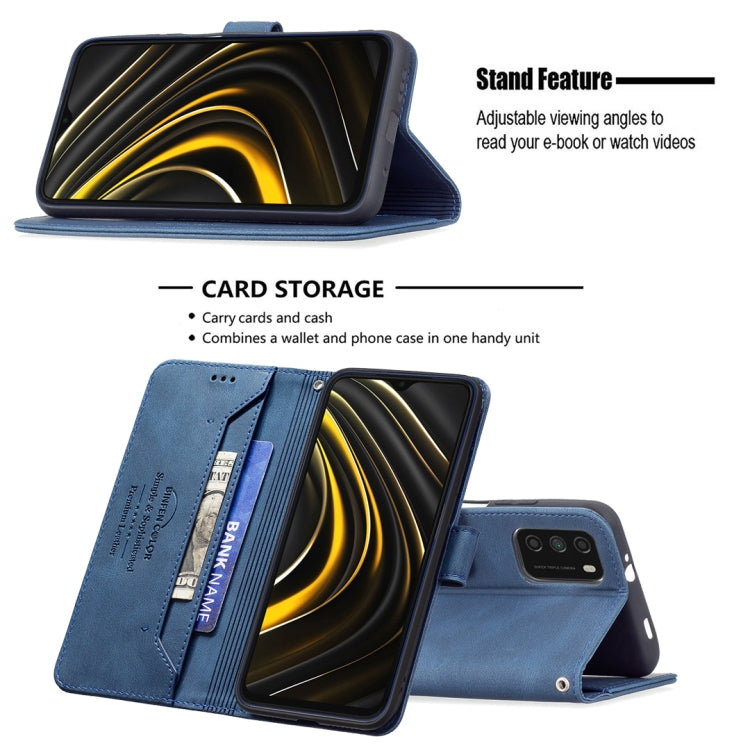 For Xiaomi Poco M3 / Redmi Note 9 4G Magnetic Clasp RFID Blocking Anti-Theft Leather Case with Holder & Card Slots & Wallet
