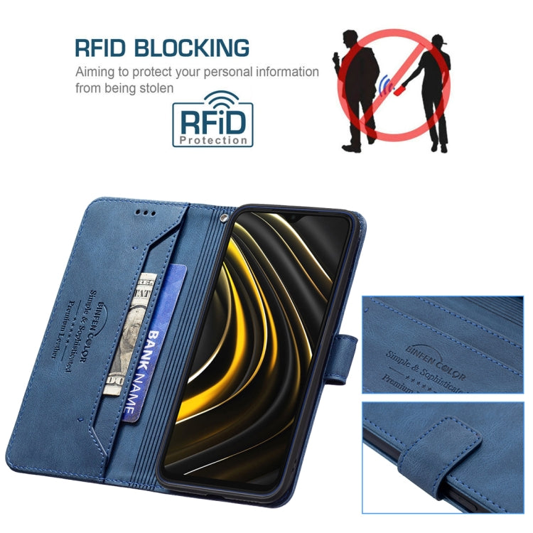 For Xiaomi Poco M3 / Redmi Note 9 4G Magnetic Clasp RFID Blocking Anti-Theft Leather Case with Holder & Card Slots & Wallet