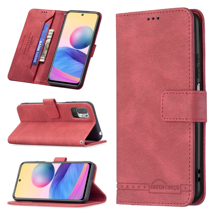 For Xiaomi Poco M3 Pro / Redmi Note 10 5G Magnetic Clasp RFID Blocking Anti-Theft Leather Case with Holder & Card Slots & Wallet