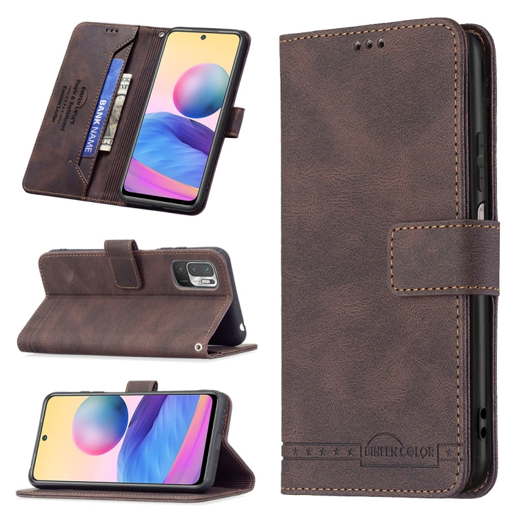 For Xiaomi Poco M3 Pro / Redmi Note 10 5G Magnetic Clasp RFID Blocking Anti-Theft Leather Case with Holder & Card Slots & Wallet