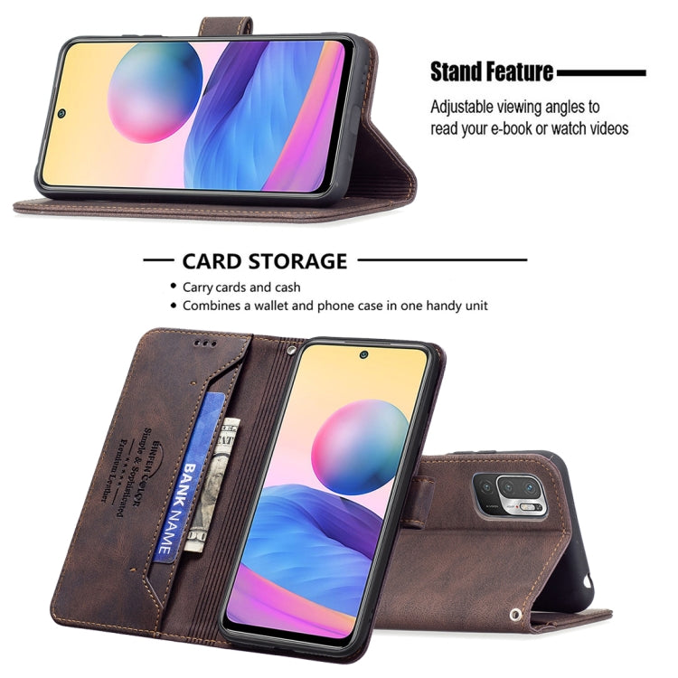 For Xiaomi Poco M3 Pro / Redmi Note 10 5G Magnetic Clasp RFID Blocking Anti-Theft Leather Case with Holder & Card Slots & Wallet
