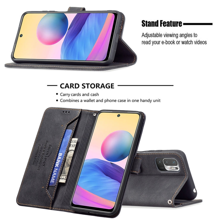 For Xiaomi Poco M3 Pro / Redmi Note 10 5G Magnetic Clasp RFID Blocking Anti-Theft Leather Case with Holder & Card Slots & Wallet