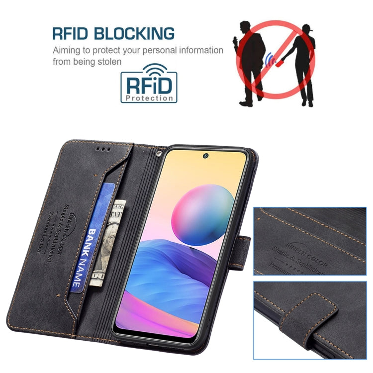 For Xiaomi Poco M3 Pro / Redmi Note 10 5G Magnetic Clasp RFID Blocking Anti-Theft Leather Case with Holder & Card Slots & Wallet
