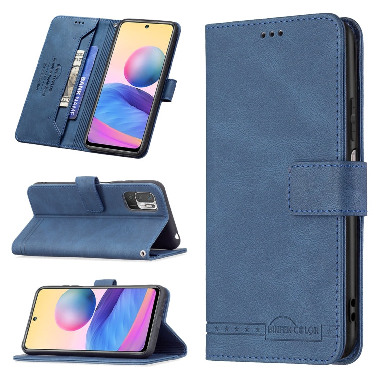 For Xiaomi Poco M3 Pro / Redmi Note 10 5G Magnetic Clasp RFID Blocking Anti-Theft Leather Case with Holder & Card Slots & Wallet