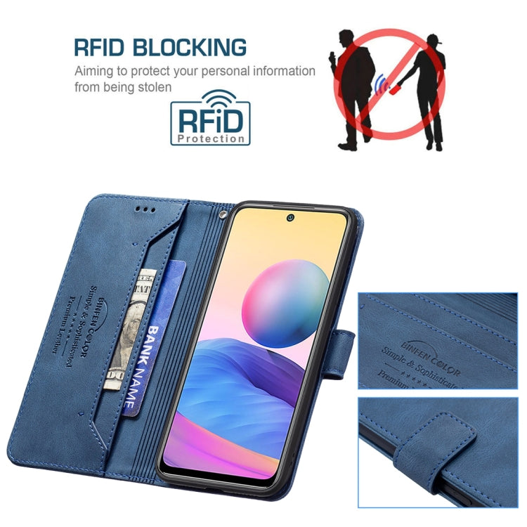 For Xiaomi Poco M3 Pro / Redmi Note 10 5G Magnetic Clasp RFID Blocking Anti-Theft Leather Case with Holder & Card Slots & Wallet