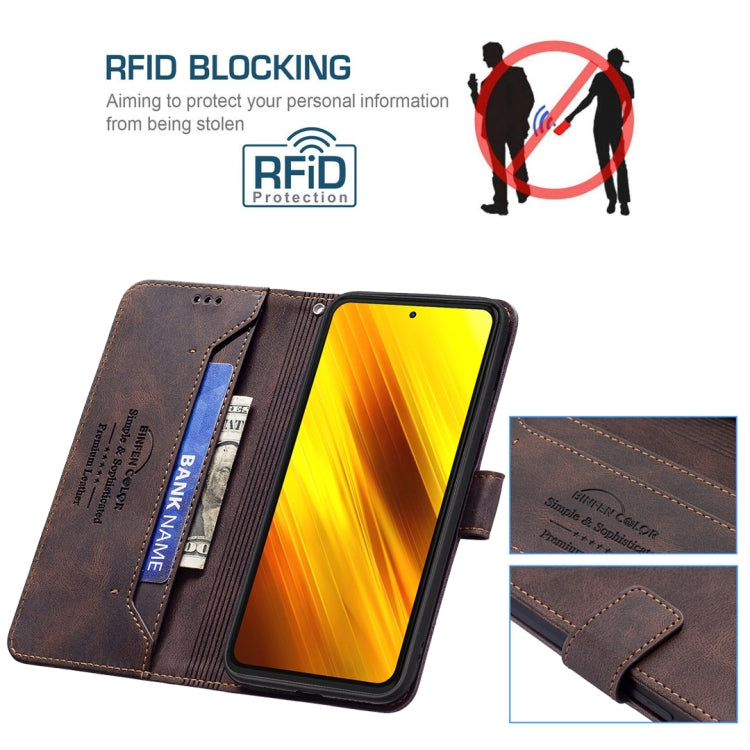 For Xiaomi Poco X3 Magnetic Clasp RFID Blocking Anti-Theft Leather Case with Holder & Card Slots & Wallet