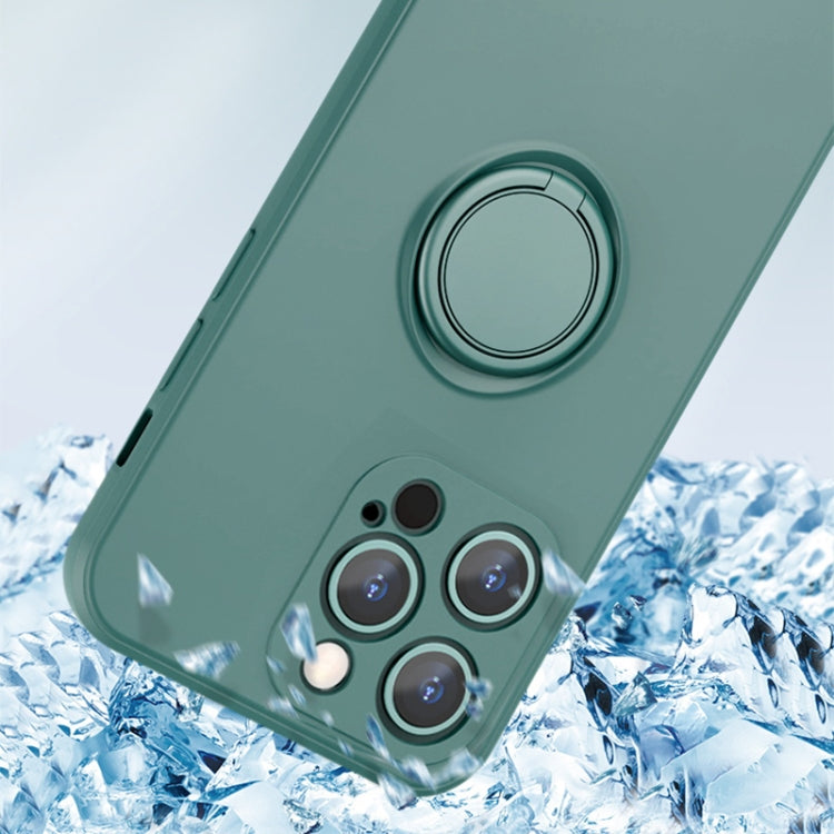 For iPhone 13 mini All-inclusive Liquid Silicone Phone Protective Case with Ring Holder & Lanyard