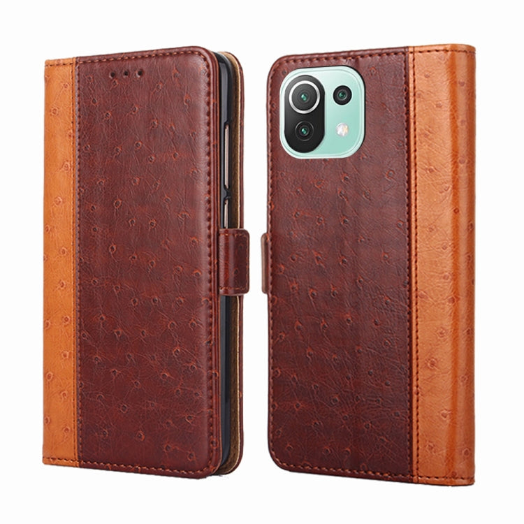 For Xiaomi Mi 11 Lite Ostrich Texture Horizontal Flip Leather Phone Case with Holder & Card Slots & Wallet