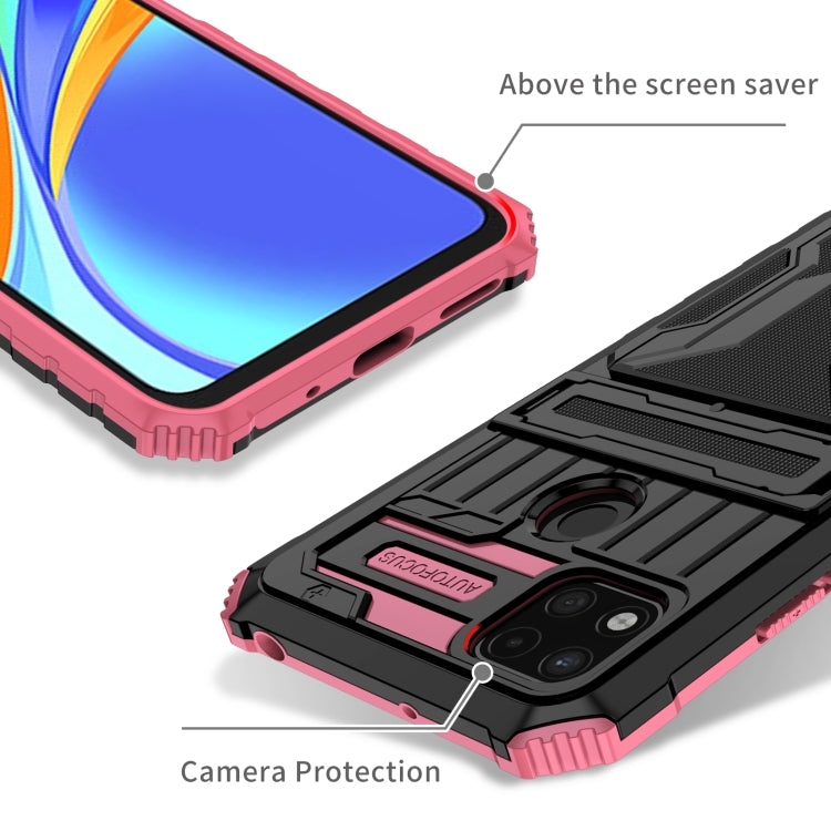 For Xiaomi Redmi 9C Armor Card PC + TPU Shockproof Phone Case with Card Slot & Invisible Holder