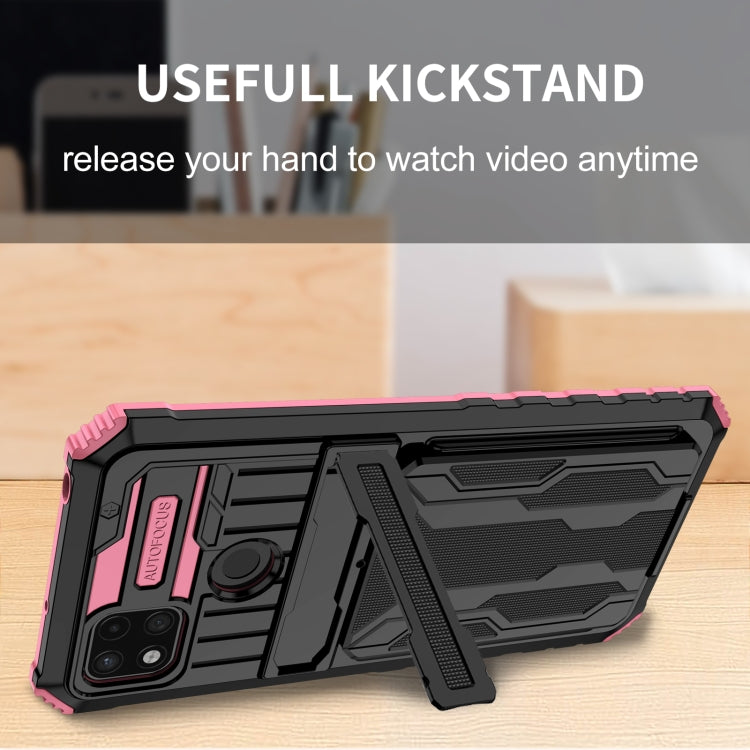 For Xiaomi Redmi 9C Armor Card PC + TPU Shockproof Phone Case with Card Slot & Invisible Holder