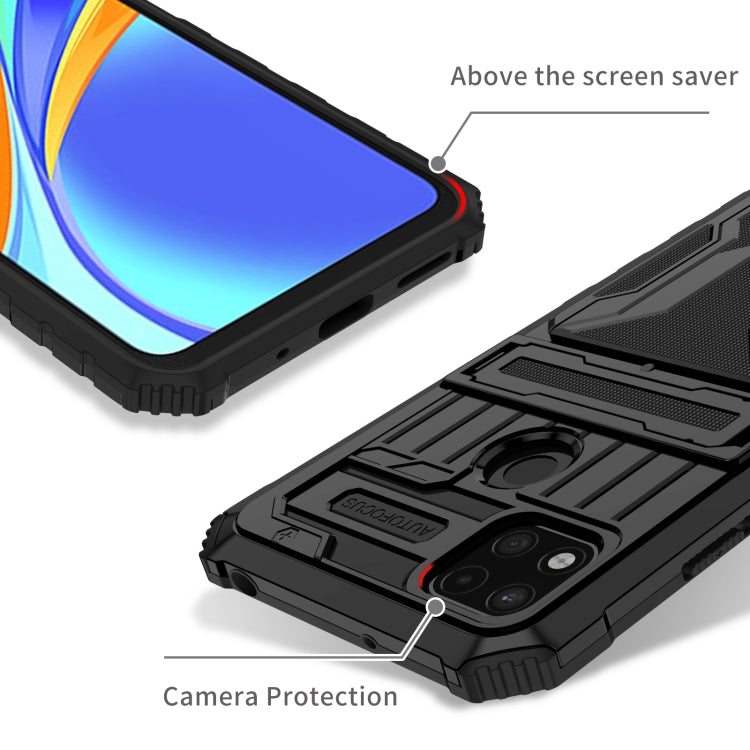 For Xiaomi Redmi 9C Armor Card PC + TPU Shockproof Phone Case with Card Slot & Invisible Holder