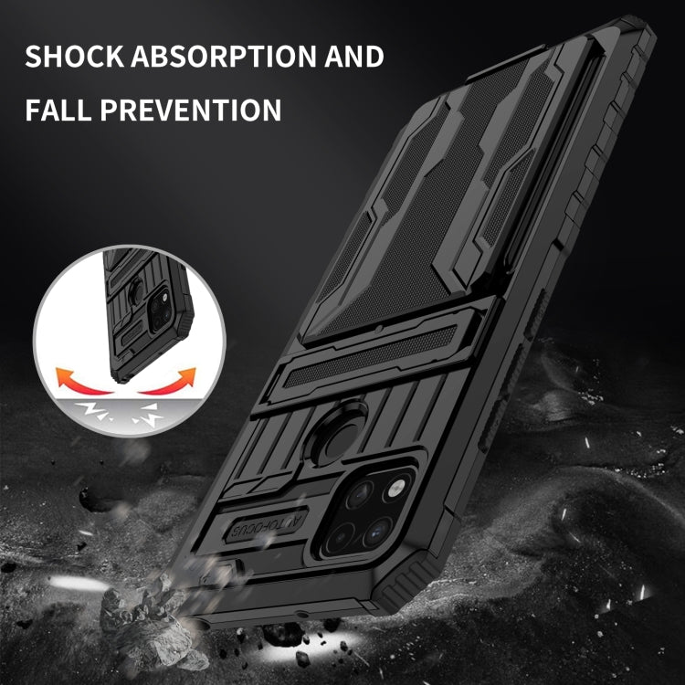 For Xiaomi Redmi 9C Armor Card PC + TPU Shockproof Phone Case with Card Slot & Invisible Holder