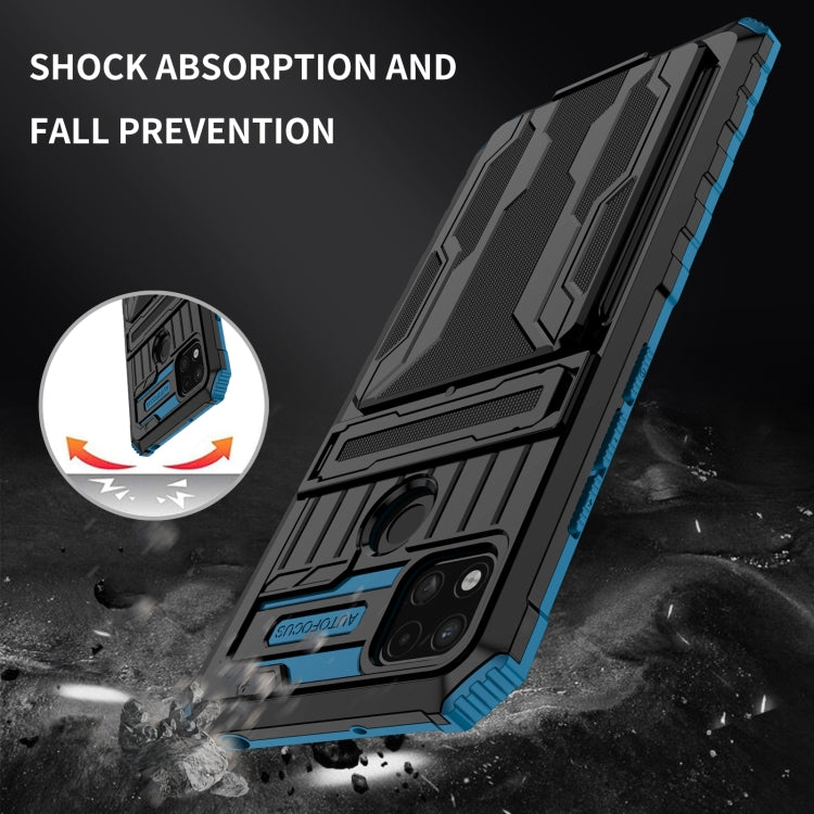 For Xiaomi Redmi 9C Armor Card PC + TPU Shockproof Phone Case with Card Slot & Invisible Holder