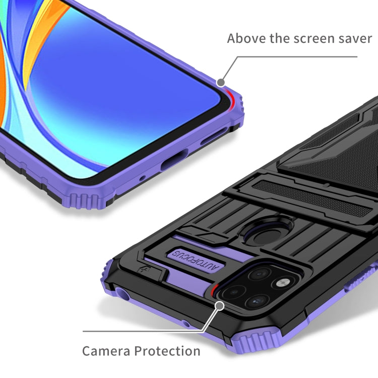 For Xiaomi Redmi 9C Armor Card PC + TPU Shockproof Phone Case with Card Slot & Invisible Holder