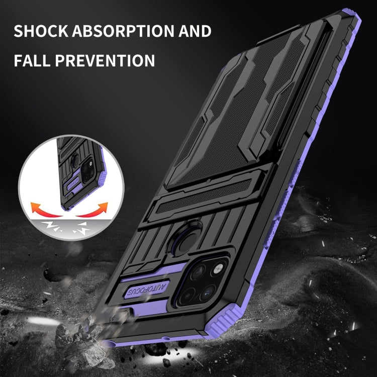 For Xiaomi Redmi 9C Armor Card PC + TPU Shockproof Phone Case with Card Slot & Invisible Holder