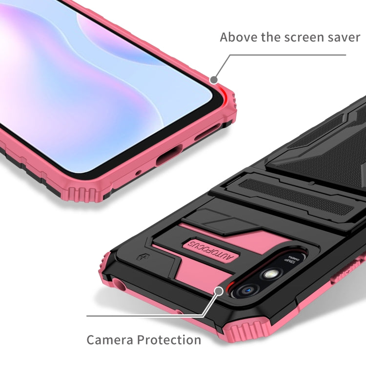 For Xiaomi Redmi 9A Armor Card PC + TPU Shockproof Phone Case with Card Slot & Invisible Holder