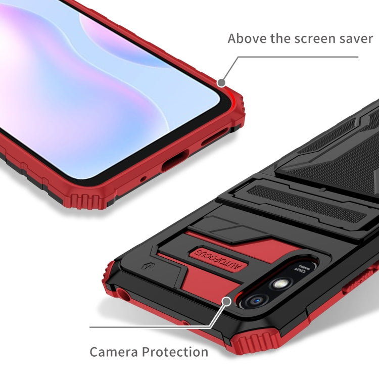 For Xiaomi Redmi 9A Armor Card PC + TPU Shockproof Phone Case with Card Slot & Invisible Holder