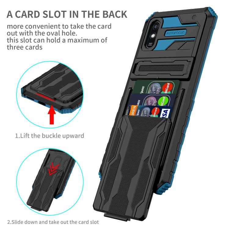 For Xiaomi Redmi 9A Armor Card PC + TPU Shockproof Phone Case with Card Slot & Invisible Holder