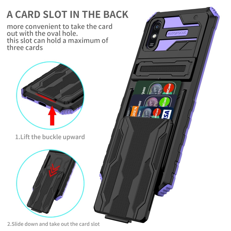 For Xiaomi Redmi 9A Armor Card PC + TPU Shockproof Phone Case with Card Slot & Invisible Holder