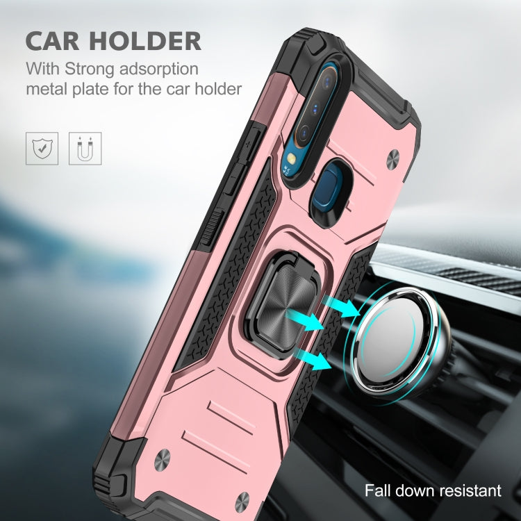 For vivo Y17 Magnetic Armor Shockproof TPU + PC Phone Case with Metal Ring Holder