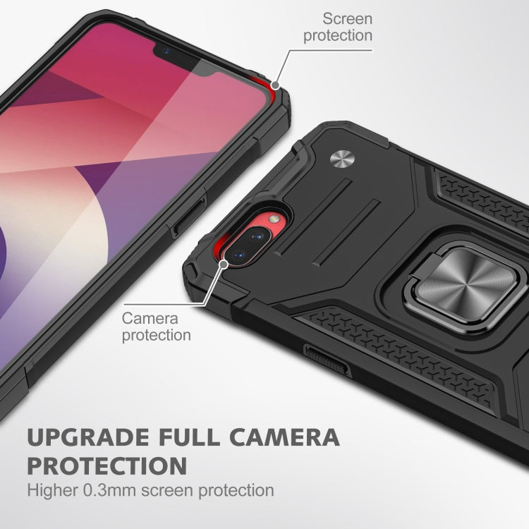 For OPPO A3s Magnetic Armor Shockproof TPU + PC Phone Case with Metal Ring Holder