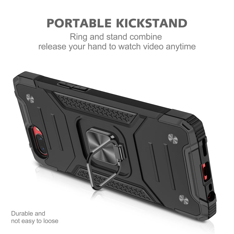 For OPPO A3s Magnetic Armor Shockproof TPU + PC Phone Case with Metal Ring Holder