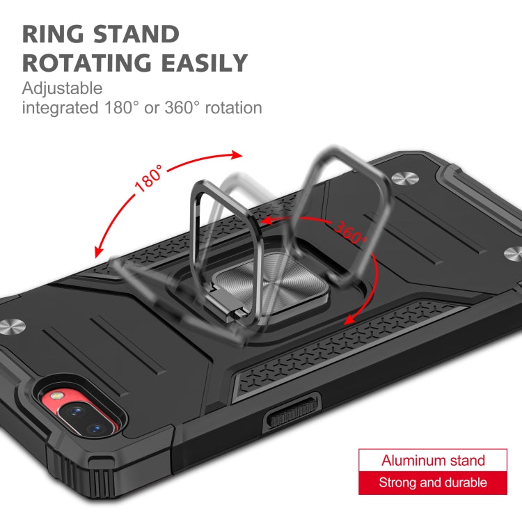 For OPPO A3s Magnetic Armor Shockproof TPU + PC Phone Case with Metal Ring Holder