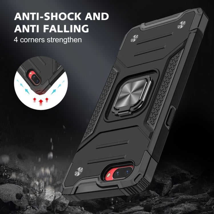 For OPPO A3s Magnetic Armor Shockproof TPU + PC Phone Case with Metal Ring Holder