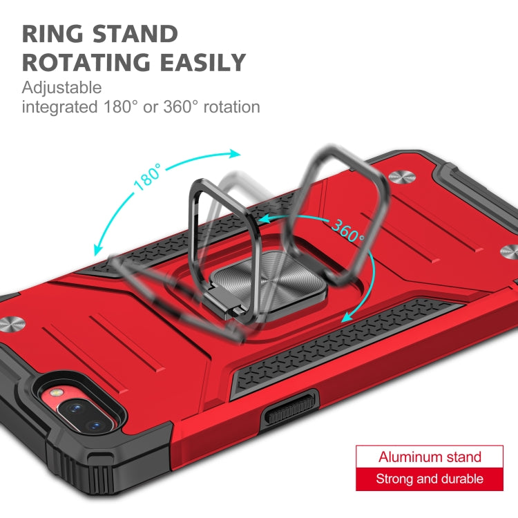 For OPPO A3s Magnetic Armor Shockproof TPU + PC Phone Case with Metal Ring Holder